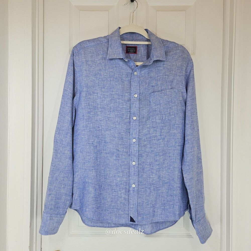 Untuckit Button Up Shirt Light Blue Slim Fit Men's Medium